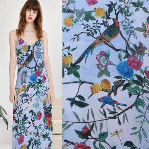 114cm summer digital printed silk crepe de chine fabric mulberry silk DIY shirt dress dress high quality silk fabric