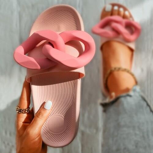 Slippers Women Chain Decor Beach Flip Flops Candy Color Summer Sandals Platform Casual Shoes Ladies Leisure Thick Bottom Slides