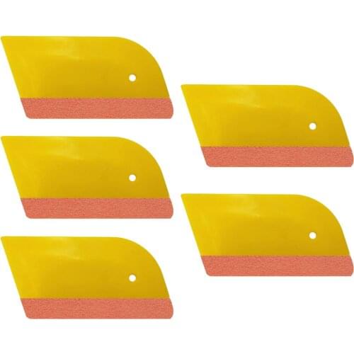 5pcs Professional Yellow Smooth Window Tint Squeegee Soft Edge for Car Vinyl Wrapping Window Tint Film Installation 5A71S