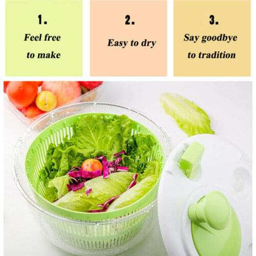 Solid Big Kitchen Salad Spinner Manual Lettuce Dryer And Vegetable Washer Draining Tools Vegetables Storage Kitchen Storage