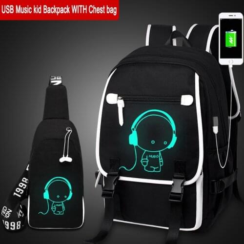 2019 USB Charge music luminous new unisex schoolbag For teenage teenagers backpack to school bag Student book bag for boys girls