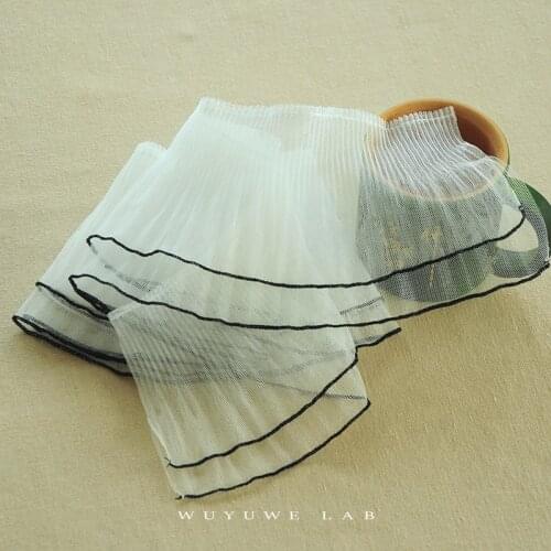 1M Red White Pink Mesh Pleated Lace Ribbon DIY Sewing Baby Doll Women Clothing Sleeve Collor Dress Decoration Net Cloth 12cm