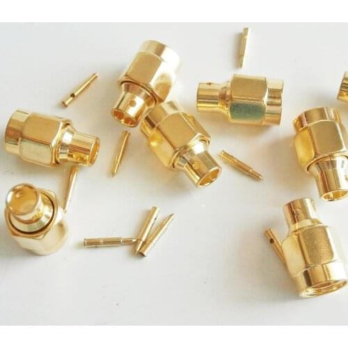 10X Pcs Connector SMA Male plug Solder for semi-rigid RG402 0.141" Jack cable Coax GOLD Plated Brass Straight RF Adapters