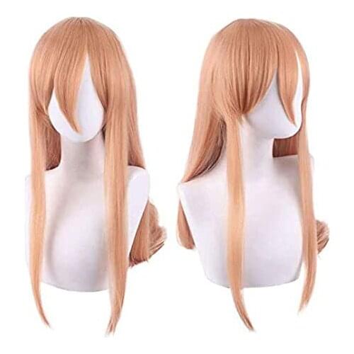 2021 Halloween Party Role Play Anime Chainsaw Man Makima Cosplay Long Orange Wig Hairpins Props Heat-resistant Fiber Hair