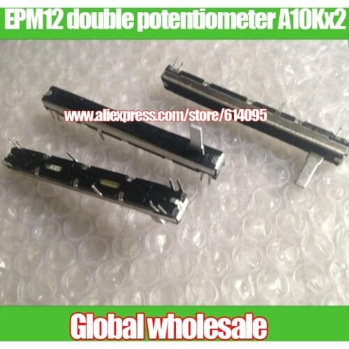3pcs Soundcraft mixer fader EPM12 double potentiometer A10Kx2 / 75mm stereo fader A10K / handle length 15MM