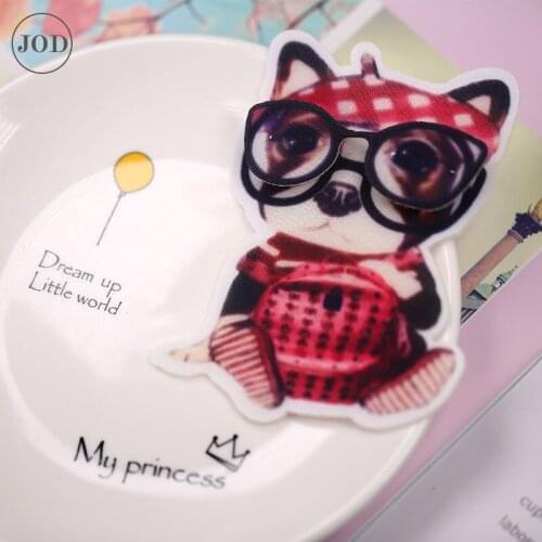 3D 2 Layered Design Print Cartoon Patch for Children Clothing Sew on Patches on Clothes Bag Dog Girl Women Fashion Accessories