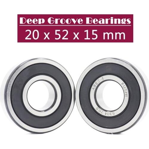 6304RS Bearing ABEC-5 (2 PCS) 20*52*15 mm Deep Groove 6304-2RS Ball Bearings 6304RZ 180304 RZ RS 6304 2RS EMQ Quality