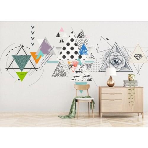 Abstract Geometric Mural Canvas Triangle Wallpaper Bedroom Printed Photo Contact Paper Mural 3D Wall Papers Home Decor