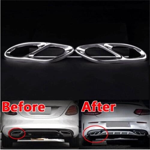 BBQ@FUKA 2pcs Car Exhause Air Filter 2 TO 4 Cover Trim Fit For Benz C-Class Sedan W205 C200 C180 C300 2015 2016 Car-Styling