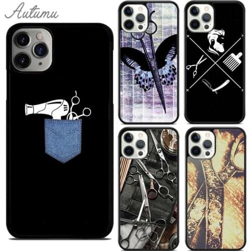Hair Stylist Scissors Phone Case for iPhone 11 12 Pro Max mini X XR XS SE 2020 5 6 7 8 Plus Samsung Galaxy S8 S9 S10 Cover shell