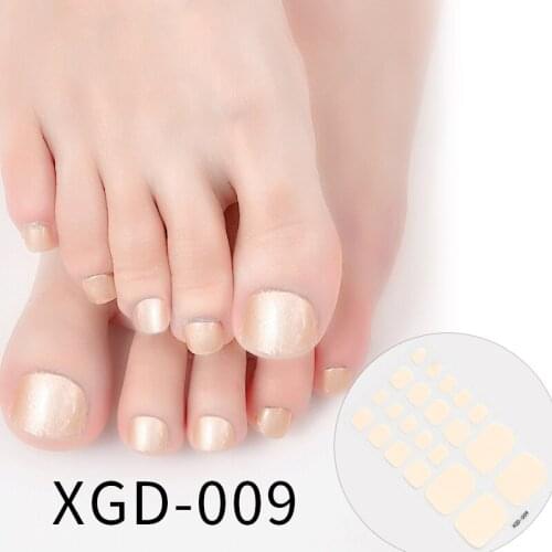 Dropshipping 22tips Waterproof Toe Nail Stickers Nail Art False Nails Full Cover Foot Decals Toe Nail Wraps Adhesive Stickers