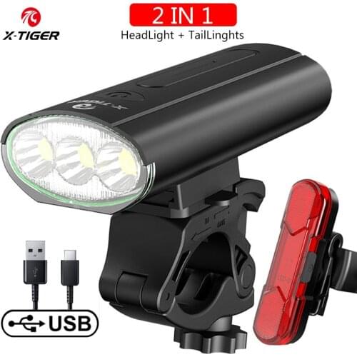 X-TIGER Bike Light USB Rechargeable LED Flashlight Rainproof MTB Front Lamp Accessory 1500 Lumens Power Bank Bicycle Light