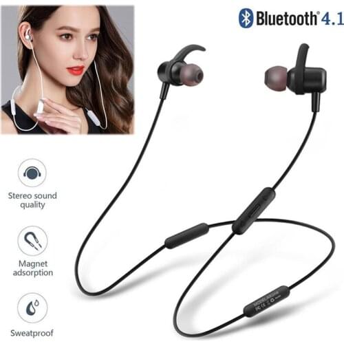 Bluetooth Headset Neckband Handsfree Sport Running Headphone Stereo Noise Cancelling Earphones Magnetic Earbuds with Microphone