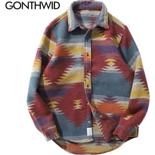 GONTHWID Hip Hop Tie Dye Snap Button Long Sleeve Shirts Men Fashion Casual Streetwear Dress Shirt Coats Male Hipster Shirts Tops