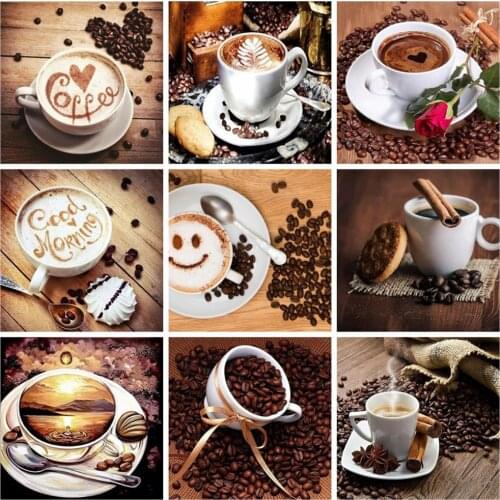 HUACAN 5D DIY Diamond Painting Coffee Cup Full Square/Round Diamond Mosaic Rose Home Decor Gift