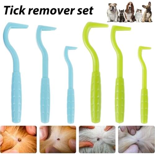 3PCS Pet Flea Remover Tool Plastic Scratching Hook Remover Pet Cat Dog Grooming Supplies Tick Removal Tool Tweezers Comb