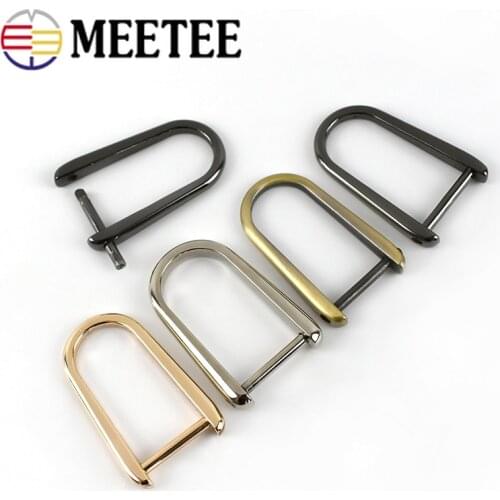 Meetee 2/4pcs ID20mm Detachable Screw D Buckle U Ring Metal Keychain Hanger Hook Clasp DIY Handbag Hardware Leather Accessories
