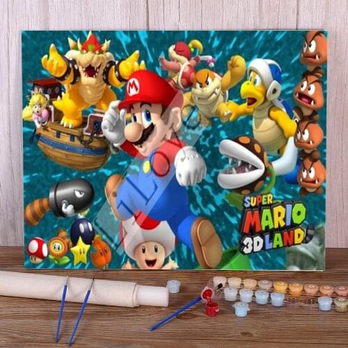 Carton Mario Coloring By Numbers Painting Complete Kit Oil Paints 40*50 Oil Painting Decoration Kids Handicraft Drawing