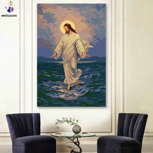 DIY colorings pictures by numbers with colors Faith God Jesus Christian picture drawing painting by numbers framed Home
