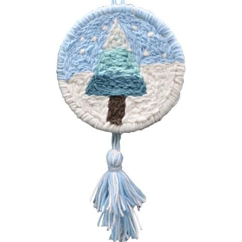 New DIY Punch Needle Embroidery Starter Kits Punch Needle Tool Threader Fabric Embroidery Hoop Xmas Tree Santa Claus Snowman