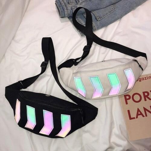 Chest Bag for Women Waist Bag Canvas Fanny Pack Boy Street Reflective Crossbody Pack Casual Travel Bags Hip Hop Shoulder Pack