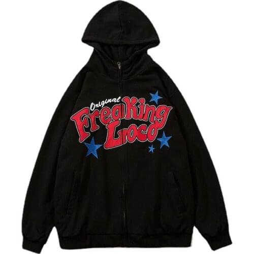 SEVEYFAN 2021 New Mens Zipper Hooded Sweatshirt High Street Loose Hoodie Mens and Womens Pullover Jacket