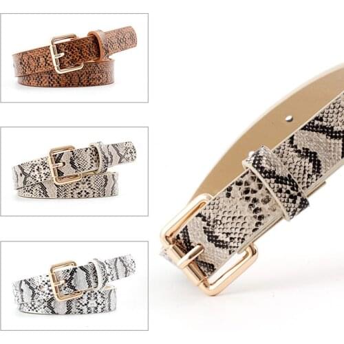 ITSSIBUK 2019 Spring winter new vintage waist belt ladies snakeskin print versatile jeans dress decorative belt women