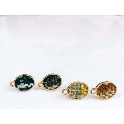 Oval Wool Stuff Stud Earring Accessories Pendant Necklace Supplies for Jewelry Making Accessories Components 6pcs KP2093