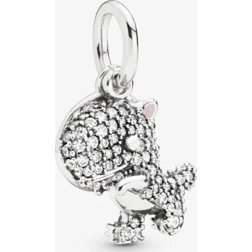 Pavé Dinosaur Dangle Charm Fits Pandora Bracelet 925 Sterling Silver Metal Beads for Jewelry Making Women Gift