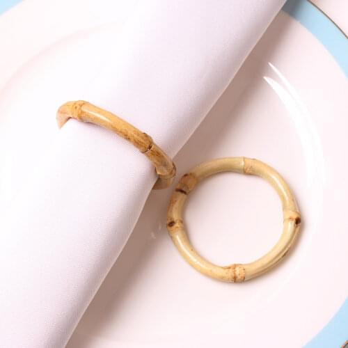 Simple geometric element square round slubby ring buckle bamboo wood rattan napkin ring mouth cloth ring napkin buckle