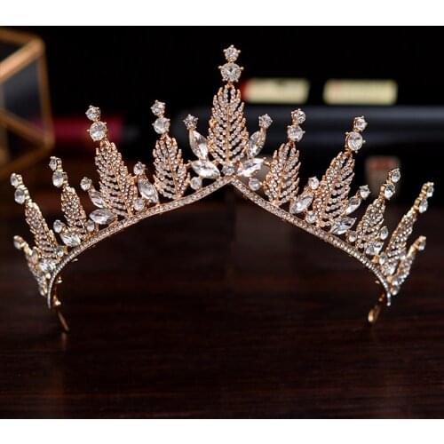Korean Luxury Baroque Crown Head Immortal Bride Birthday Wedding Crown Gold wedding hair accessories