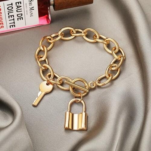 Summer Beach Sandal Thick Chain Anklet for Women Exaggerated Key Lock Pendant Anklet Bracelets On Leg Foot Jewelry Accessories