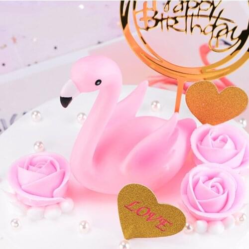 3D Sitting Position Pink Flamingo Cake Topper For Wedding Birthday Party Baby Shower Cake Baking DIY Decoration Supplies