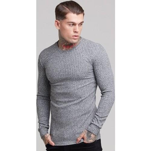 Muscleguys 2021 New Autumn Mens T shirt Thin Pullover Sweaters Solid Casual O Neck Long sleeve Knitwear Top Male M-2XL