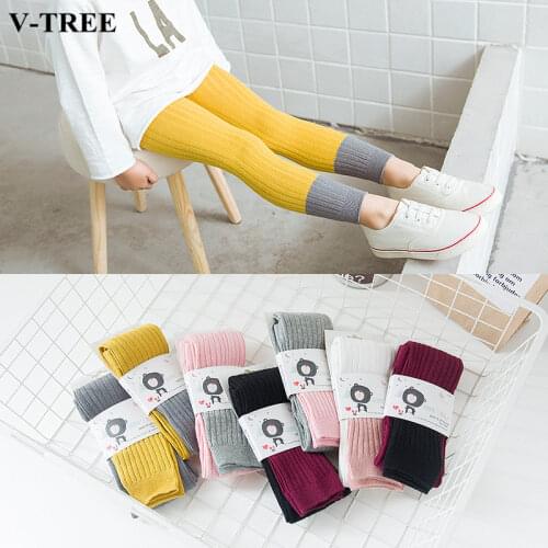 V-TREE Leggings For Girls Patchwork Kids Leggings Spring Autumn Ruffle Leggings Children Underwear