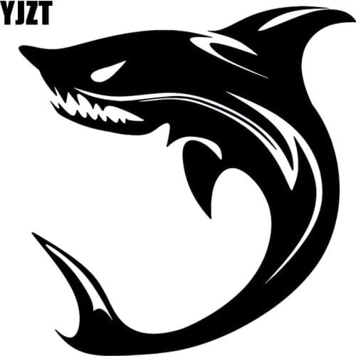 YJZT 16CM*15.4CM Terrible Fierce Deep Sea Fish Home Decor Decal Car Sticker Black/Silver C30-0054