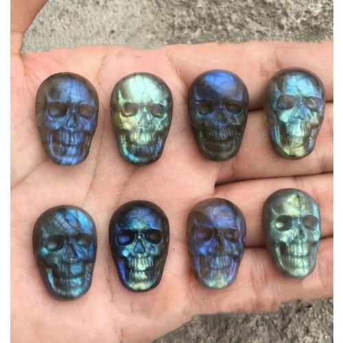 WT-G307 Amazing Gorgeous Strong Flash bright Hand Carved Natural Labradorite Skull pendant Hot loose gemstone for jewelry design