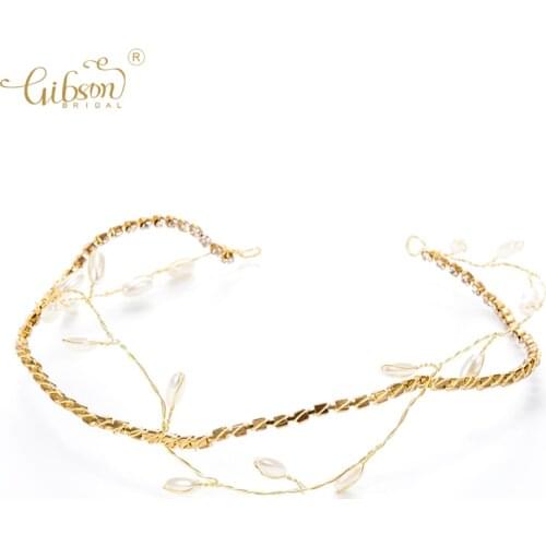 Handmade Wedding Bridal Hairband Rhinestone Chain Pearl Decoration Hair Vine Women Headpiece Communion Veil Headband