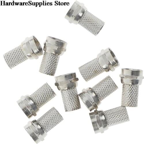 10PCS 75-5 F Plug Connector Screw On Type For RG6 Satellite TV Antenna Coax Cable Twist-on F Plug Connector