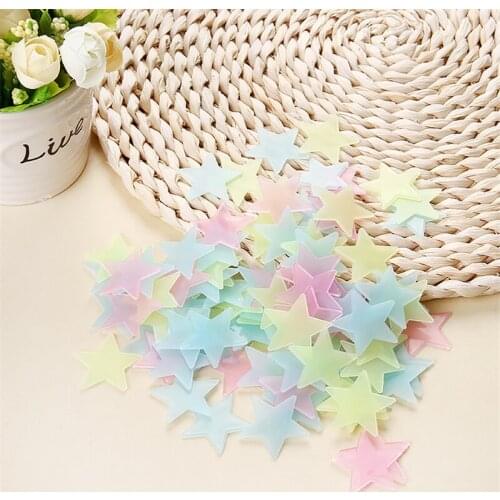 100Pcs DIY Colorful Wall Stickers Luminous Star Sticker Fluorescent Glow In The Dark Baby Kids Bedroom Decal Stars Home Decor
