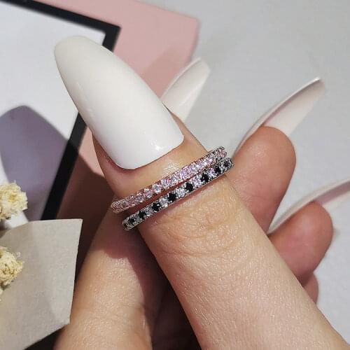 2pcs Per Pack Fashion Green Black 925 Sterling Silver Wedding Band Eternity Ring for Women Party Gift Lots Bulk Jewelry R1090A