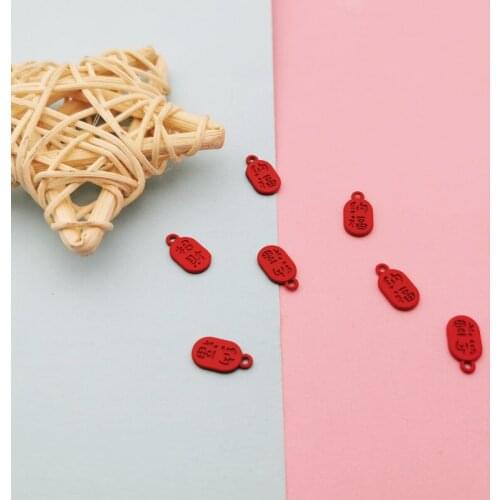 20pcs Mini Double-sided Paint Red Tag Charms For Jewelry Making Earring Zinc Alloy Flower Pendant Bracelet Finding 7*13mm