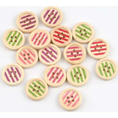 50pcs 20mm natural Color Round Stripe Pattern Wooden Buttons For Clothes Crafts Sewing Scrapbooking DIY Accessories