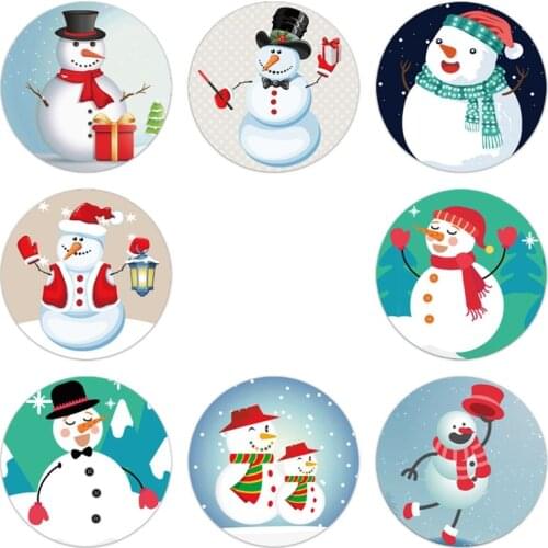 500Pcs/Roll Christmas Feastival Decor Stickers Snowman Printing Pattern Adhesive Label Seal Sticker Suitable For Envelop Gift