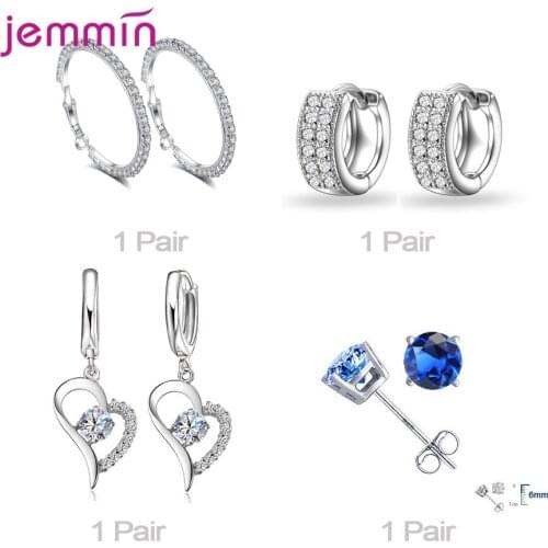 925 Sterling Silver Trendy Jewelry Set For Women Girls Necklace Earrings Bracelet CZ Cubic Zircoina Best Friend Gift Wholesale