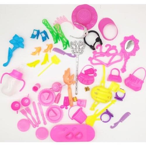 50PCS/SET Doll Accessories For 12 Inch Dolls 30CM Doll Shoes Boots Mini Handbags Crown