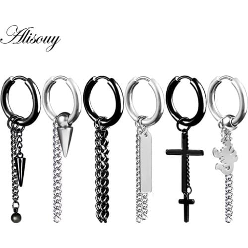 Alisouy 1pc Fashion 19 Types Ear plug Boys Accesorios Tassel Korean Earrings Men Women Tassels Dangle piercing body jewelry
