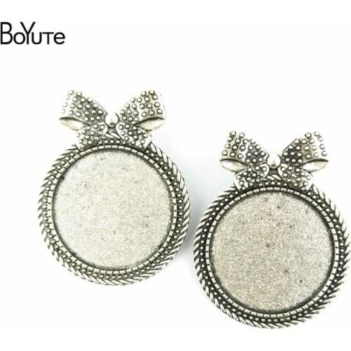 BoYuTe (20 Pieces/Lot) 30MM Inner Size 3 Colors Zinc Alloy Materials Vintage Style Brooch Base Bezel Pendant Diy Jewelry Finding