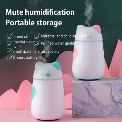 ELOOLE 300ML USB Air Humidifier Cool-Mist Adorable Pet Cat Mini Humidifier With LED Light Aromatherapy Essential Oil Diffuser