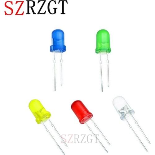 F5 Led 5 valuesx20Pcs=100Pcs Red/Green/Blue/White/Yellow Ultra Bright 5mm Round LED Diode